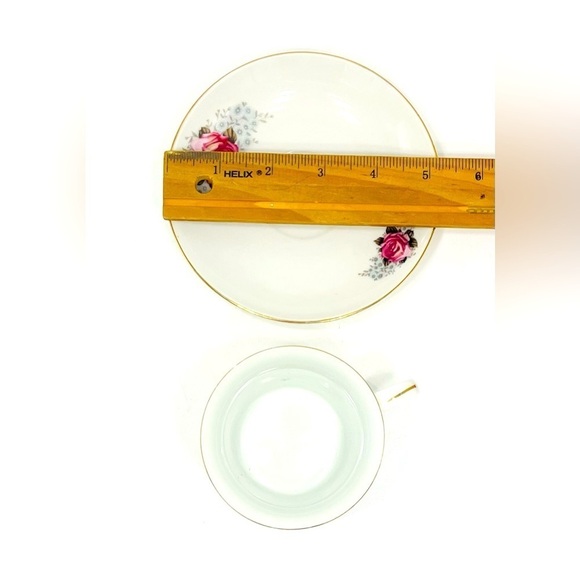 Cottagecore Roses Teacup & Saucer Old English Rose Pink Roses Shabby Chic Cup - Picture 3 of 4